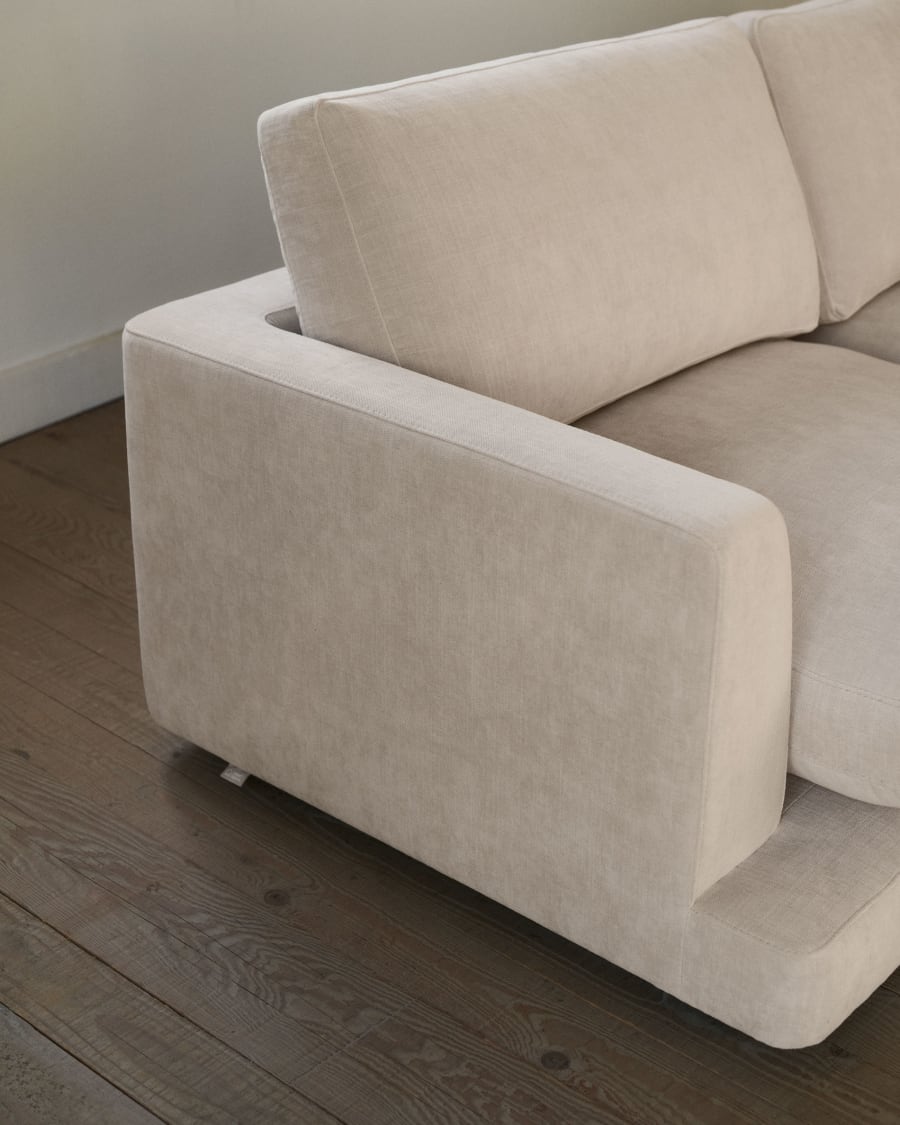 Gala 4 seater sofa with right side chaise longue in beige, 300 cm