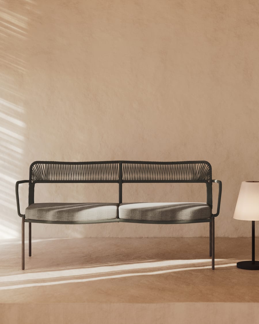 Cailin 2 seater sofa in green cord with galvanised steel legs in dark green, 150 cm