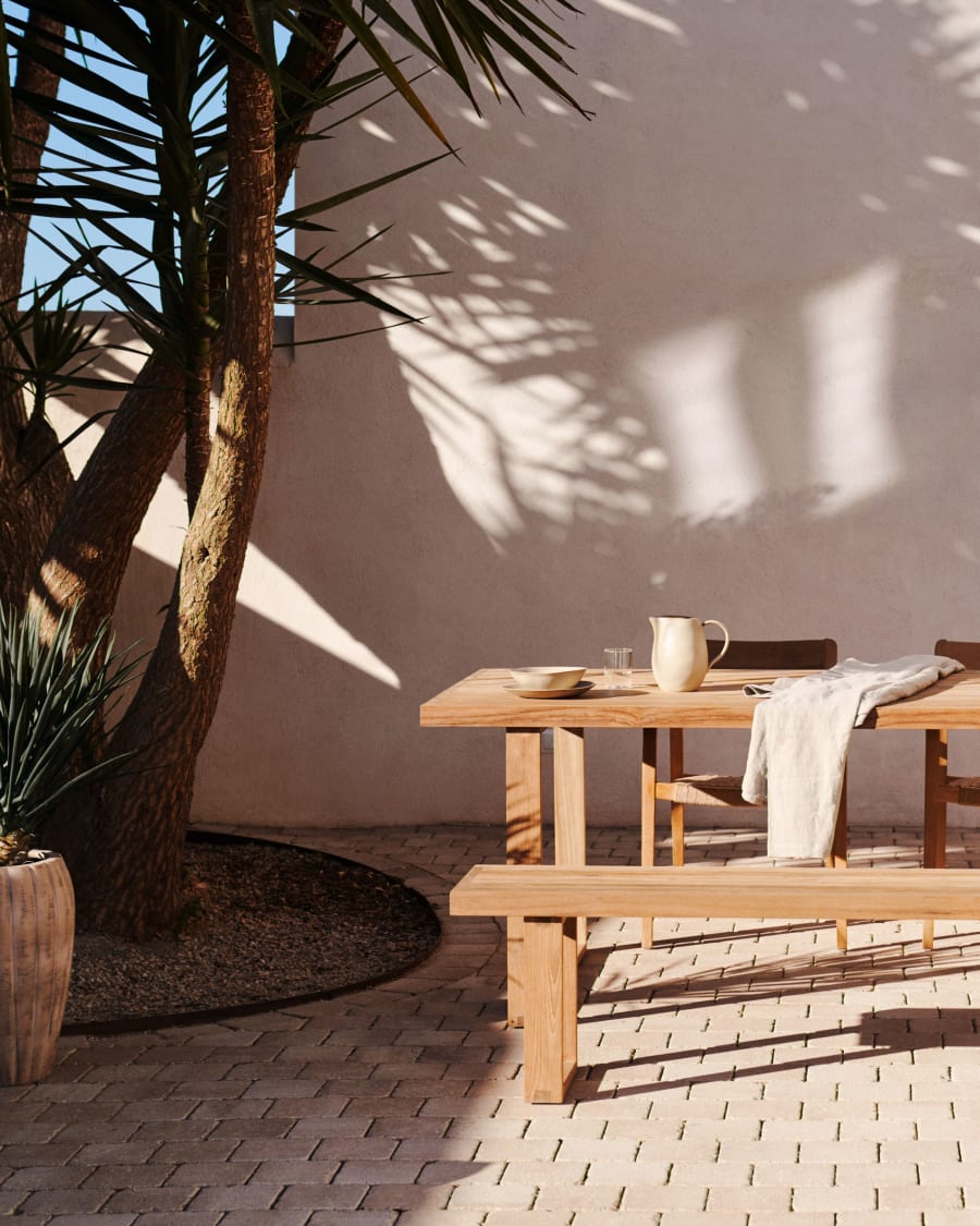 Canadell 100% outdoor solid recycled teak table, 220 x 100 cm