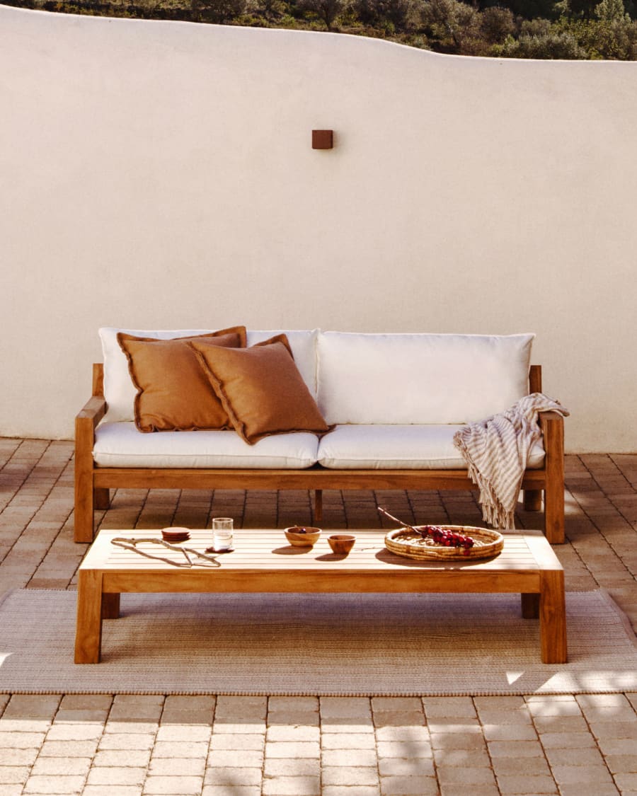 Carola 100% cotton blanket with brown and white stripes 130 x 170 cm