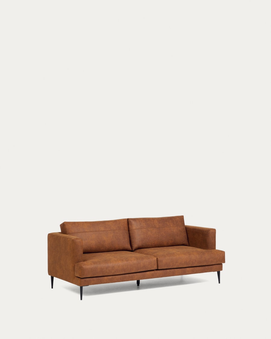 Tanya 2 seater sofa upholstered in light brown, 183 cm FSC Mix Credit