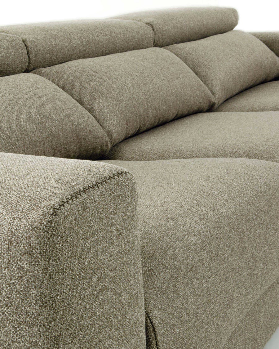 Atlanta 3 seater sofa with chaise longue in beige, 290 cm