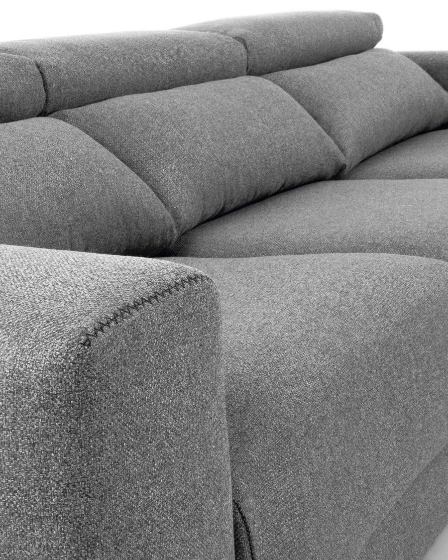 Atlanta 3 seater sofa with chaise longue in light grey, 290 cm