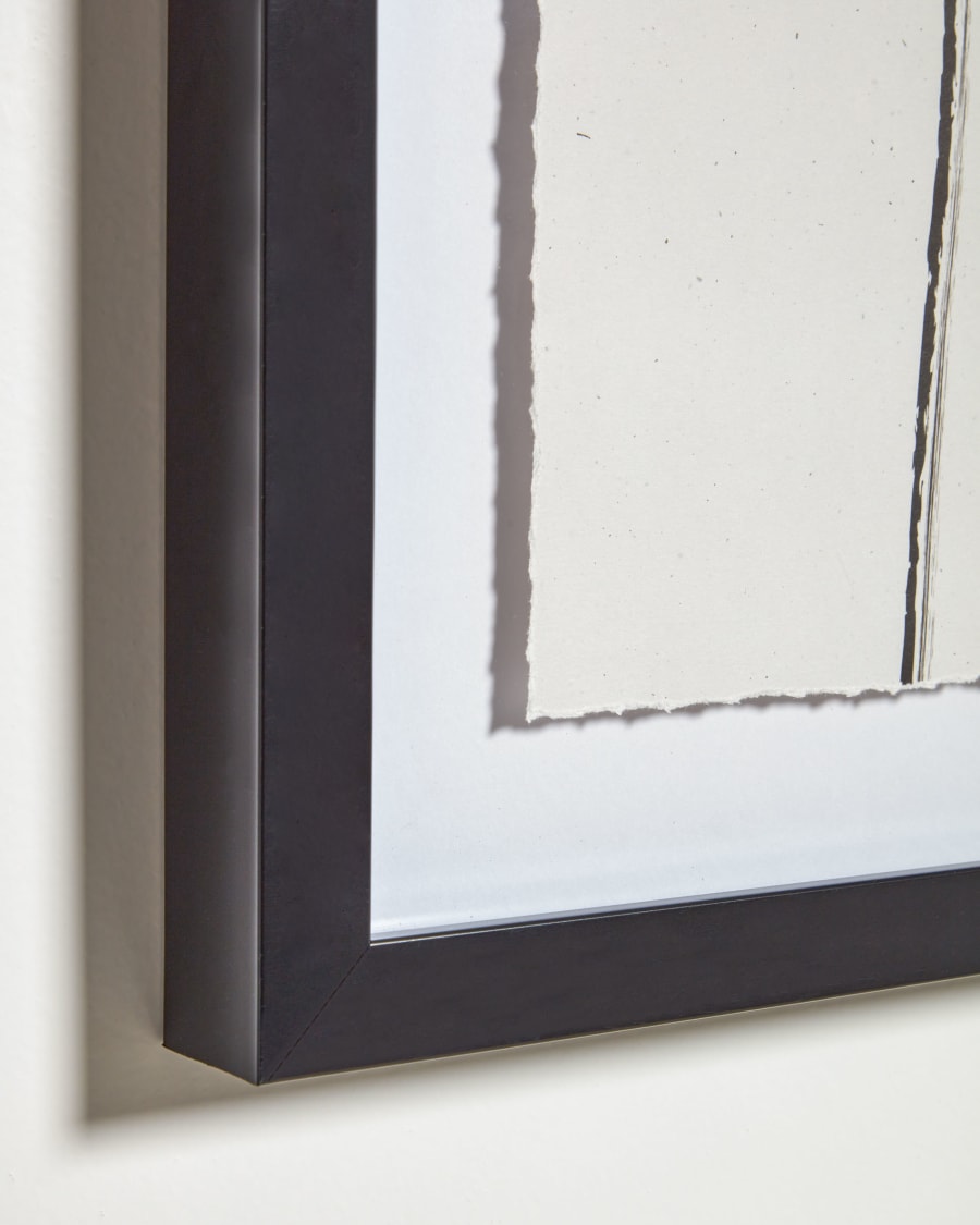 Anaisa painting in white with black vertical stripe, 30 x 40 cm