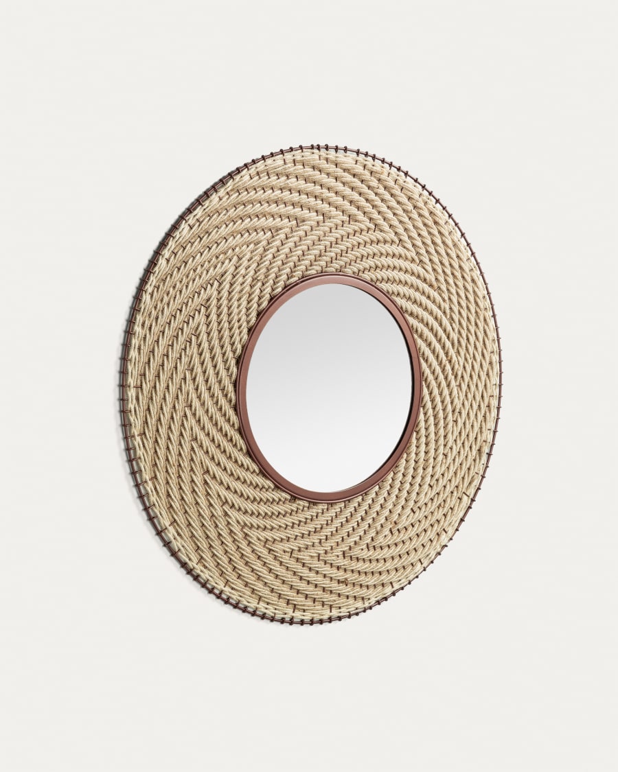 Klevin steel and rope mirror, Ø 80 cm