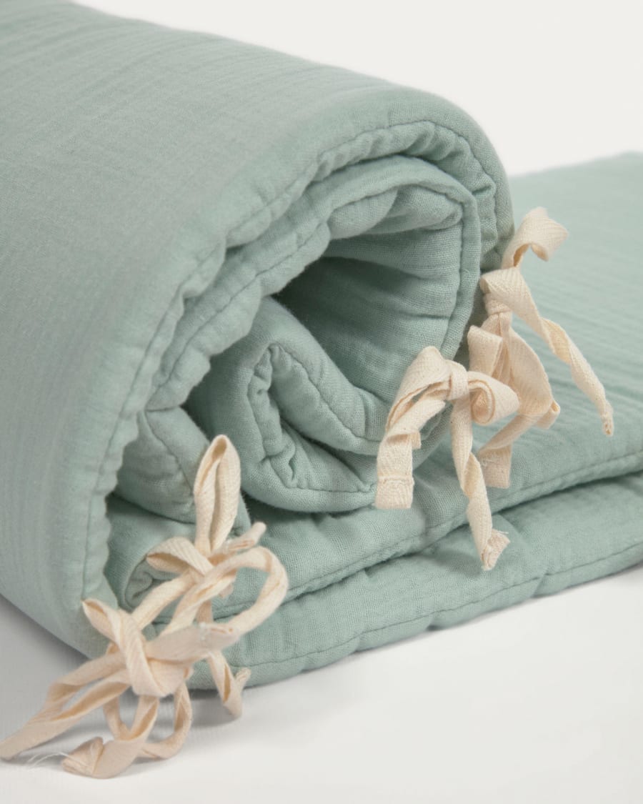 Yamile cot mattress protector 100% organic cotton (GOTS) in turquoise 180 x 30 cm