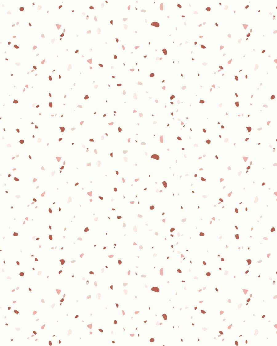 Nerta white wallpaper with terracotta and pink terrazzo print 10 x 0.53 m FSC MIX Credit