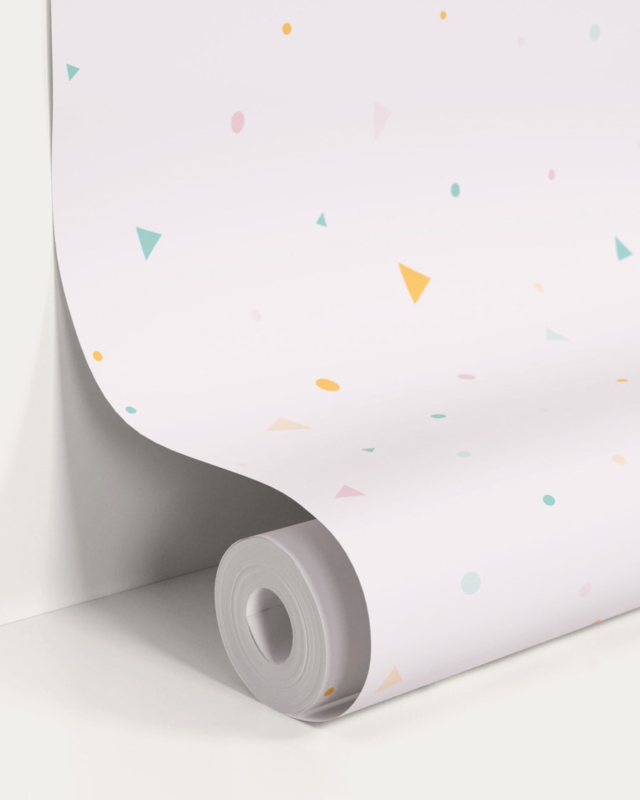 Miris wallpaper with turquoise and mustard spots and triangles 10 x 0.53 m FSC MIX Credit