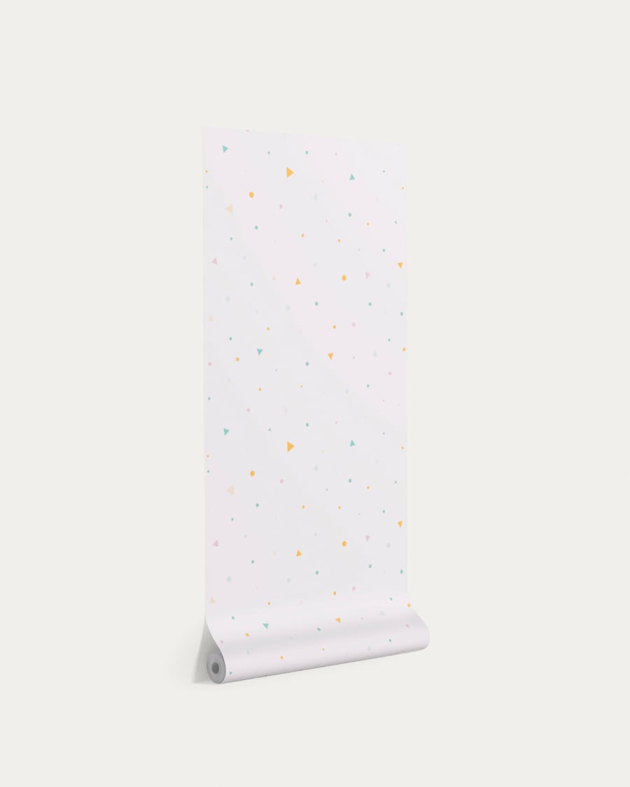 Miris wallpaper with turquoise and mustard spots and triangles 10 x 0.53 m FSC MIX Credit