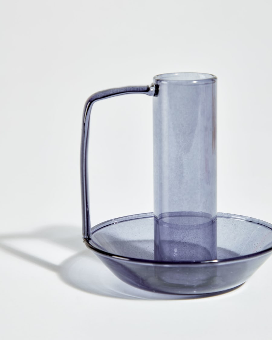 Yumalay candle holder in blue glass