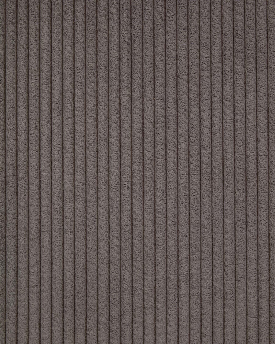 Runnie chair made from grey wide seam corduroy with steel legs in a black finish