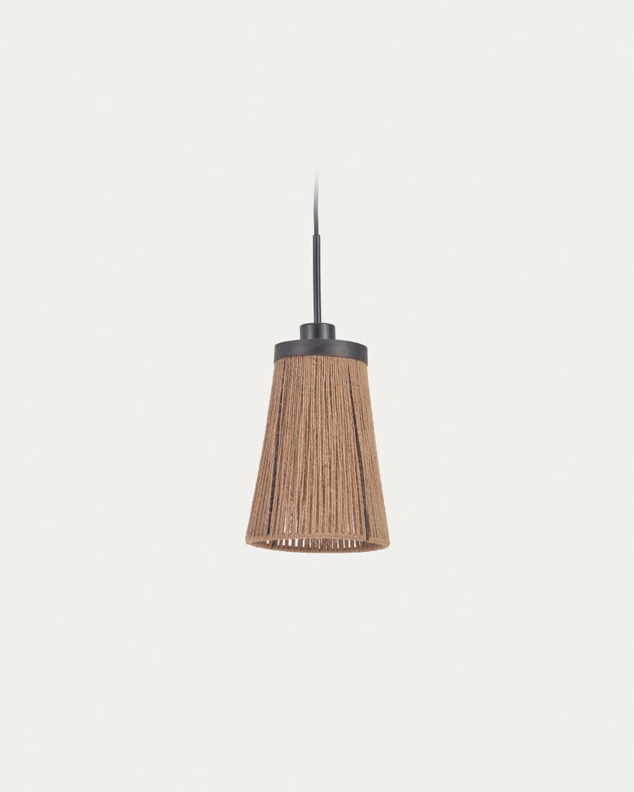 Crista jute ceiling light shade made from metal with black finish and natural jute Ø 17 cm