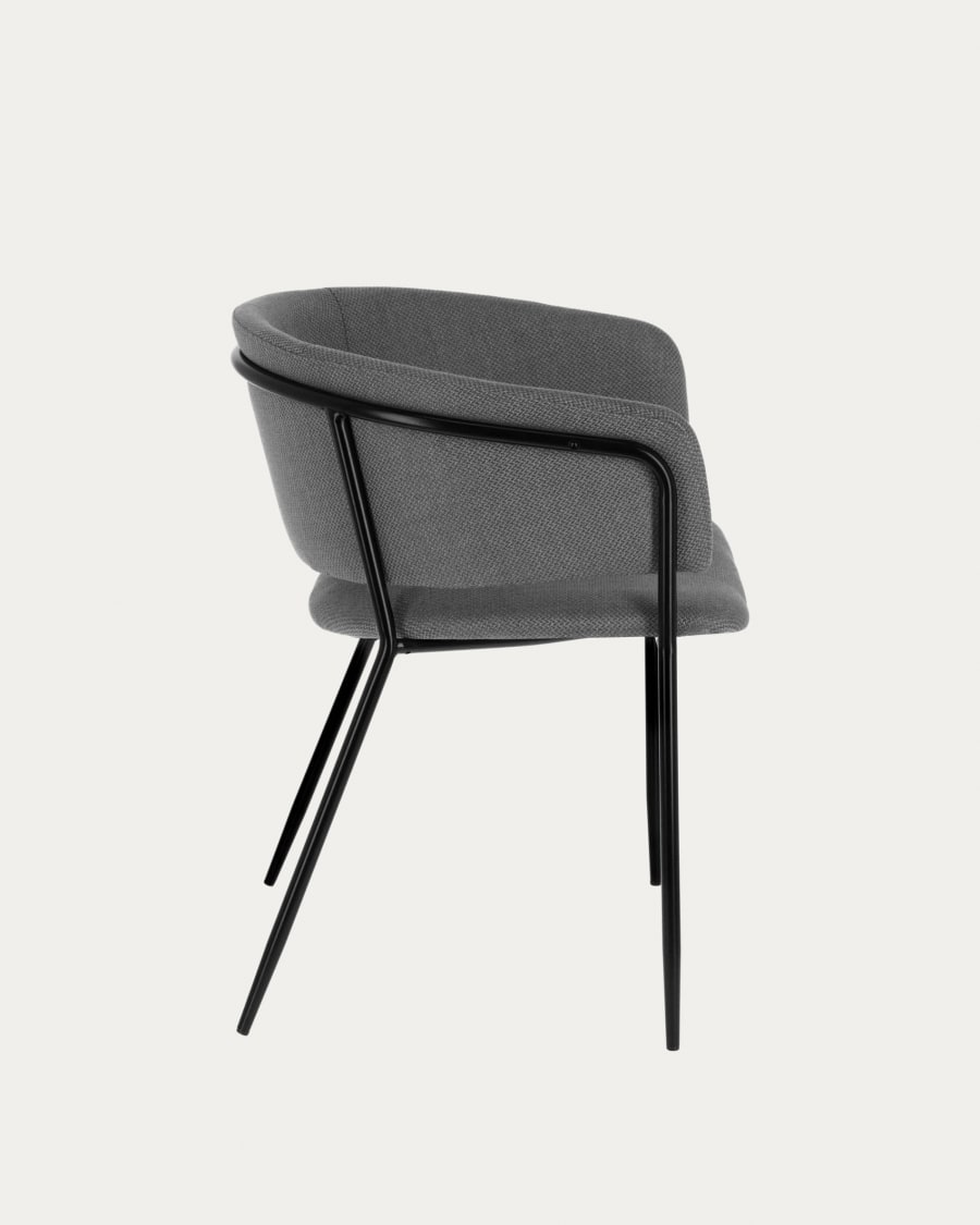 Runnie chair in light grey with steel legs with black finish