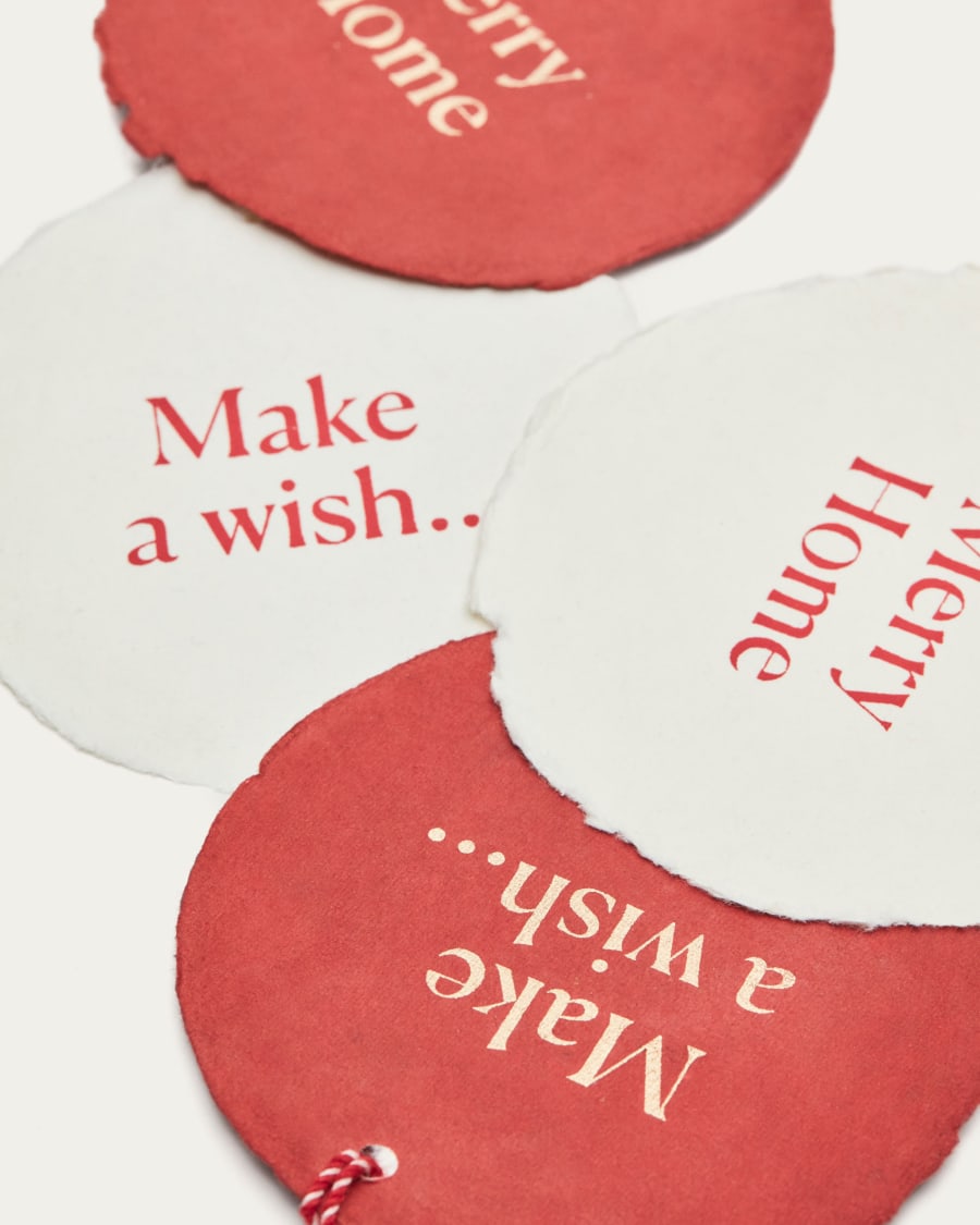 Nathaniel set of 4 hanging baubles in white and red paper