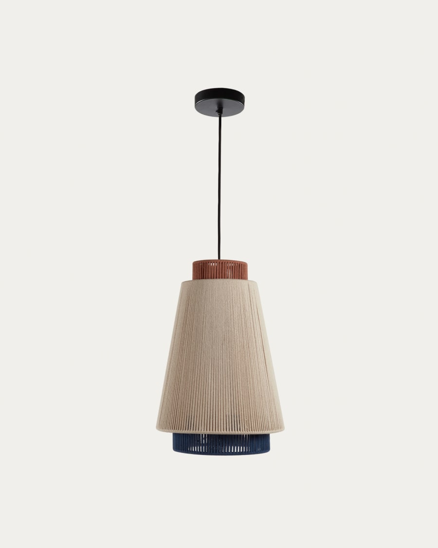 Deckenleuchte Yuvia aus Baumwolle mit Finish in Beige, Blau und Terrakotta