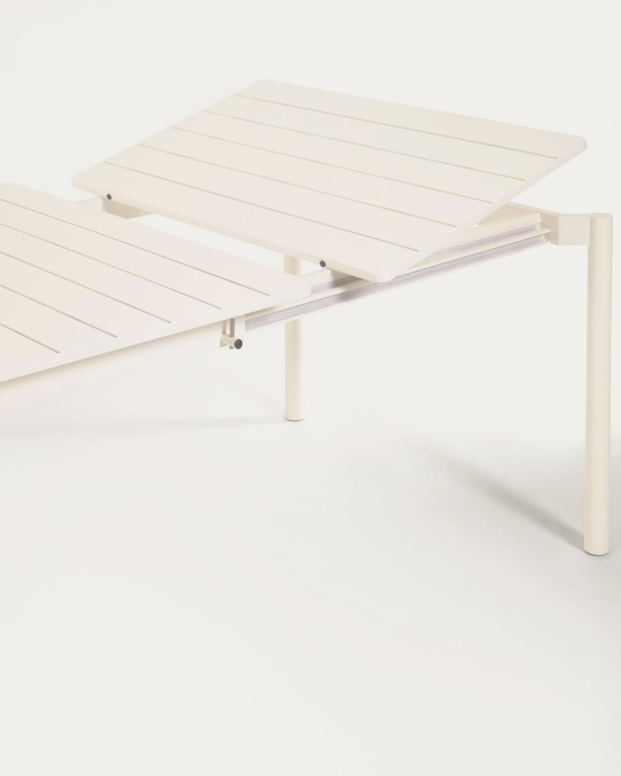 Zaltana extendable aluminium outdoor table with matt white finish 140 (200) x 90 cm