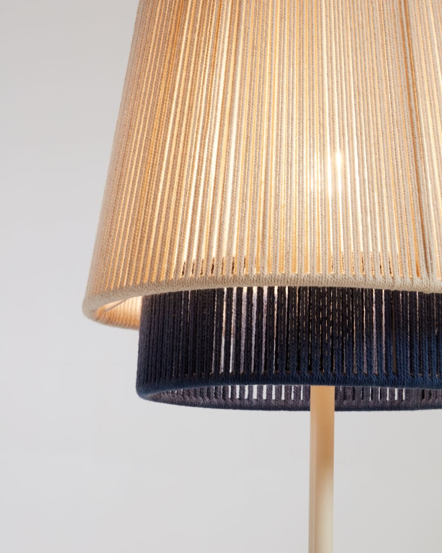 Stehlampe Yuvia aus Baumwolle mit Finish in Beige und Blau