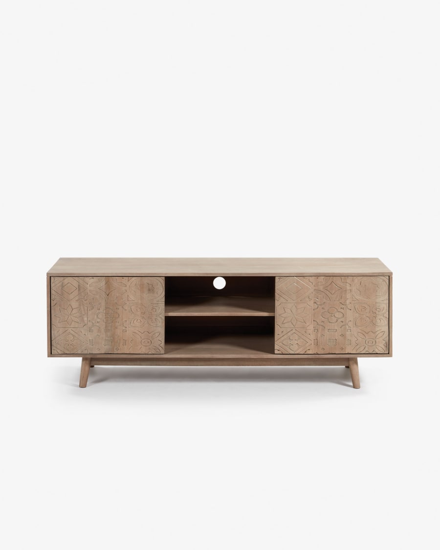 Seleb solid mango wood TV stand with 2 doors, 160 x 56 cm