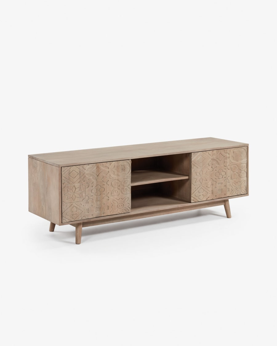 Seleb solid mango wood TV stand with 2 doors, 160 x 56 cm