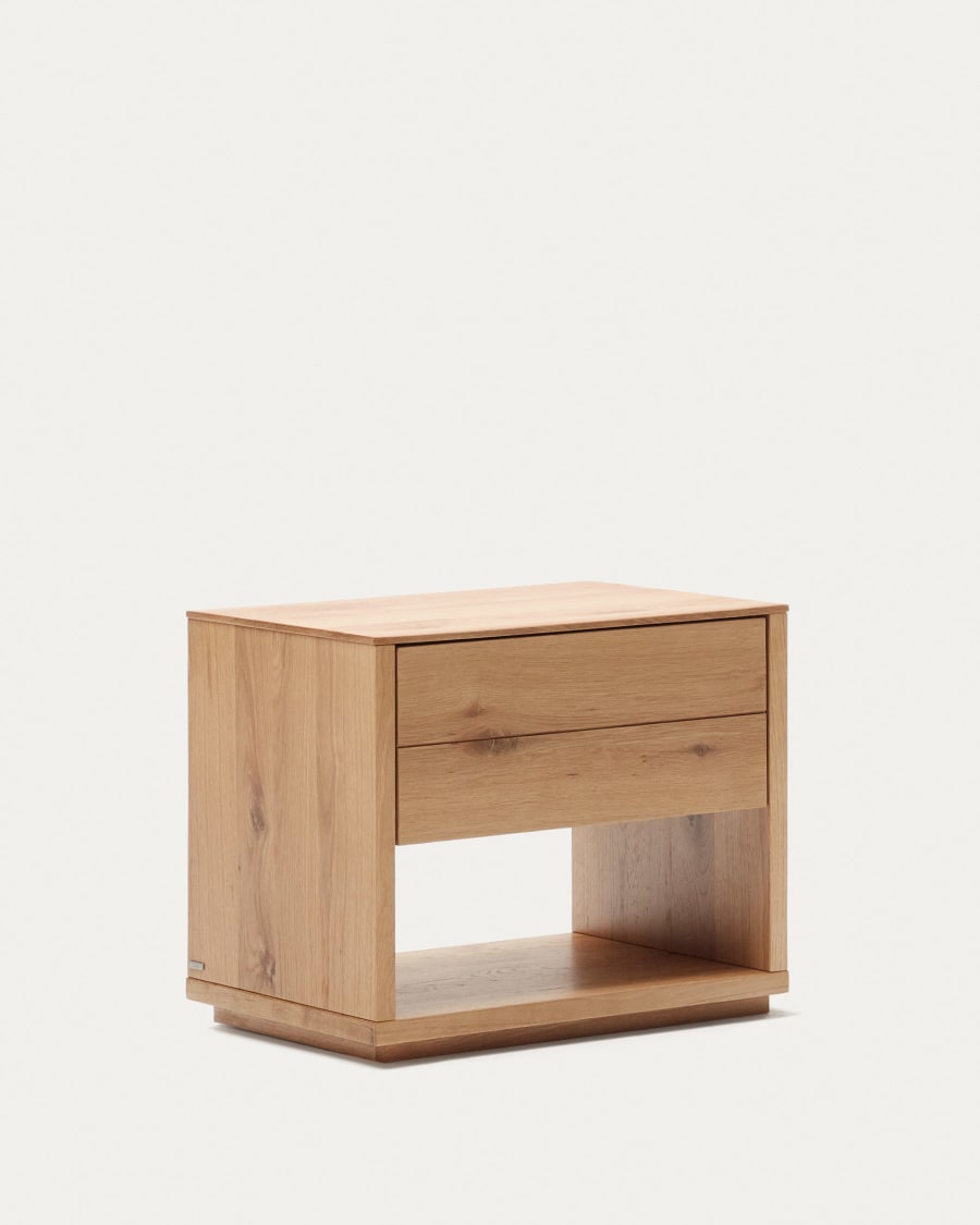 Alguema bedside table in oak wood veneer with natural finish, 60 x 50 cm