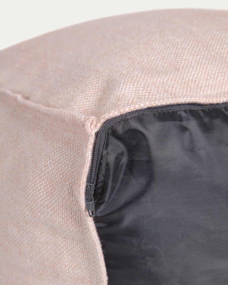 Leeith 100% PET pouffe in beige 40 x 39 cm