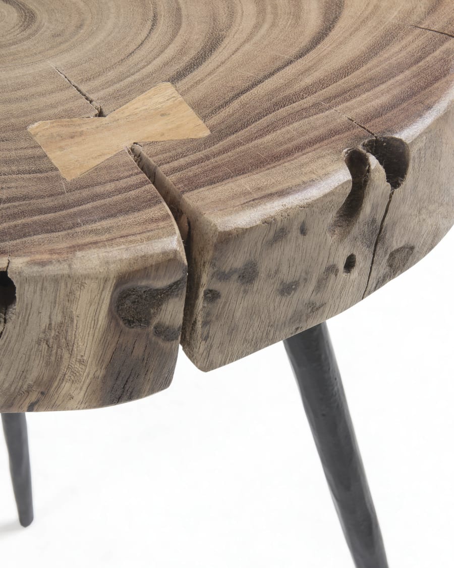Eider solid acacia wood and steel side table, Ø 34 cm