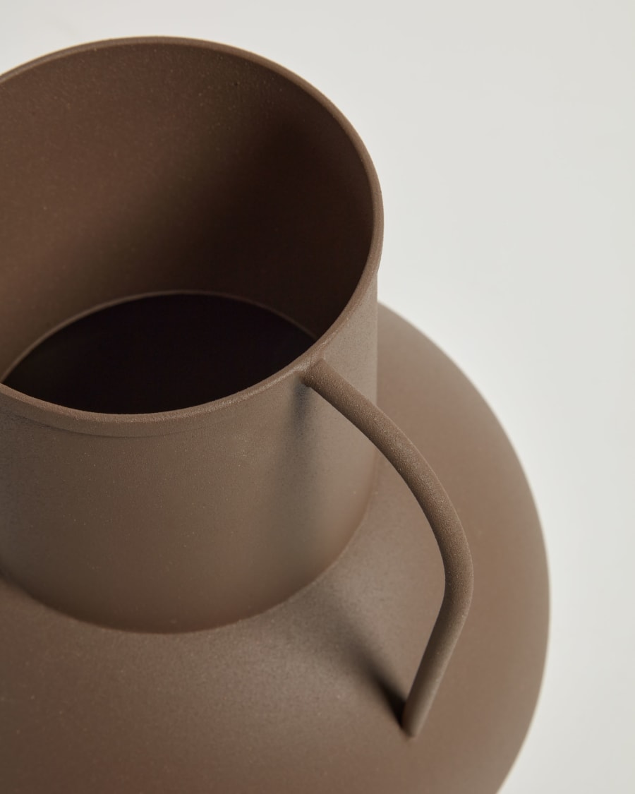 Μικρό μεταλλικό βάζο Yanela, καφέ, 26εκ