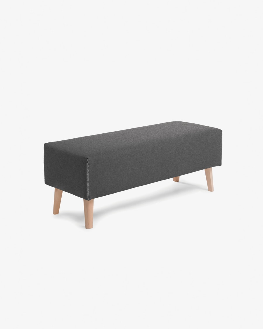 Dyla bench in black with solid beech wood legs, 111 cm
