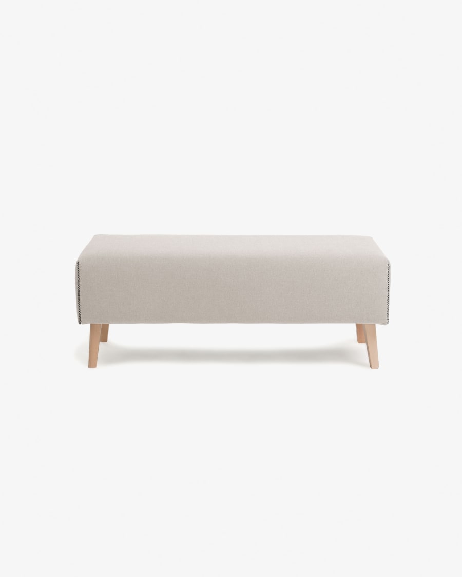Dyla bench in beige with solid beech wood legs, 111 cm