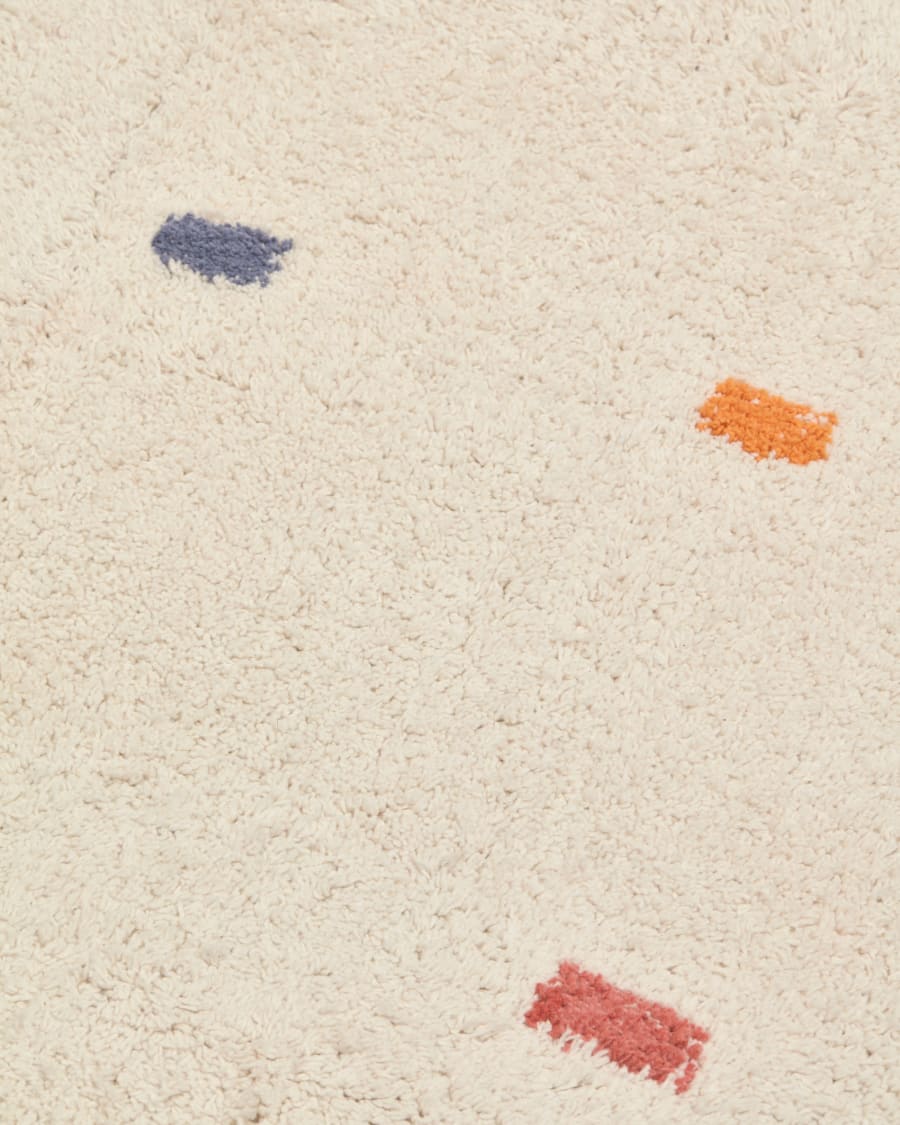 Epifania tapijt, 100% wit katoen met meerkleurige punten, 150 x 200 cm