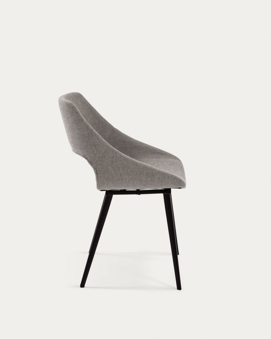 Hest light grey chair with steel legs with black finish