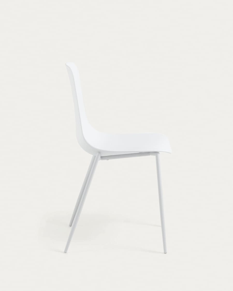 Whatts chair with steel legs in white finnish