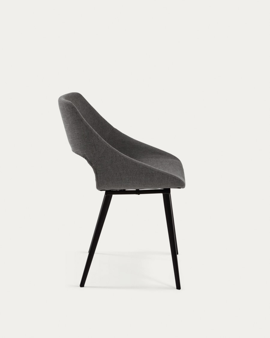 Hest dark grey chair with steel legs with black finish