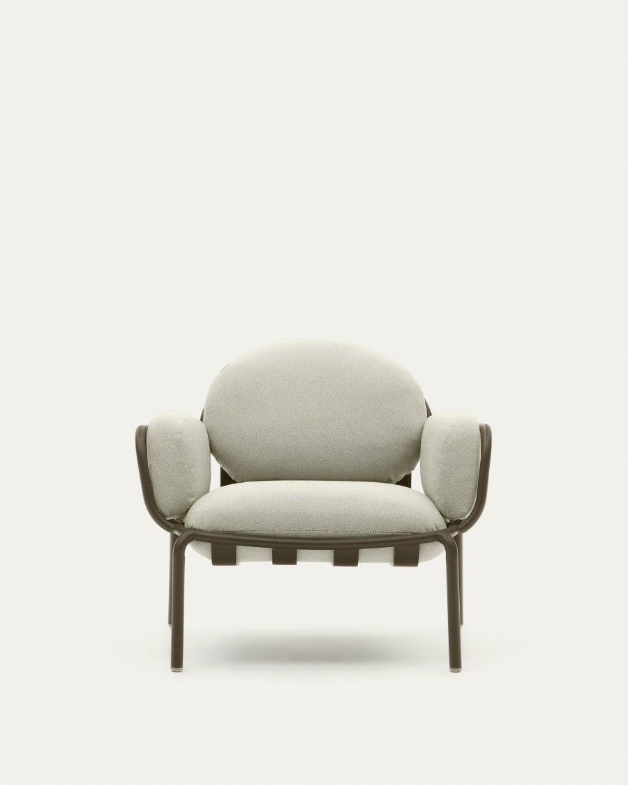 Joncols outdoor aluminium armchair with a powder coated green finish