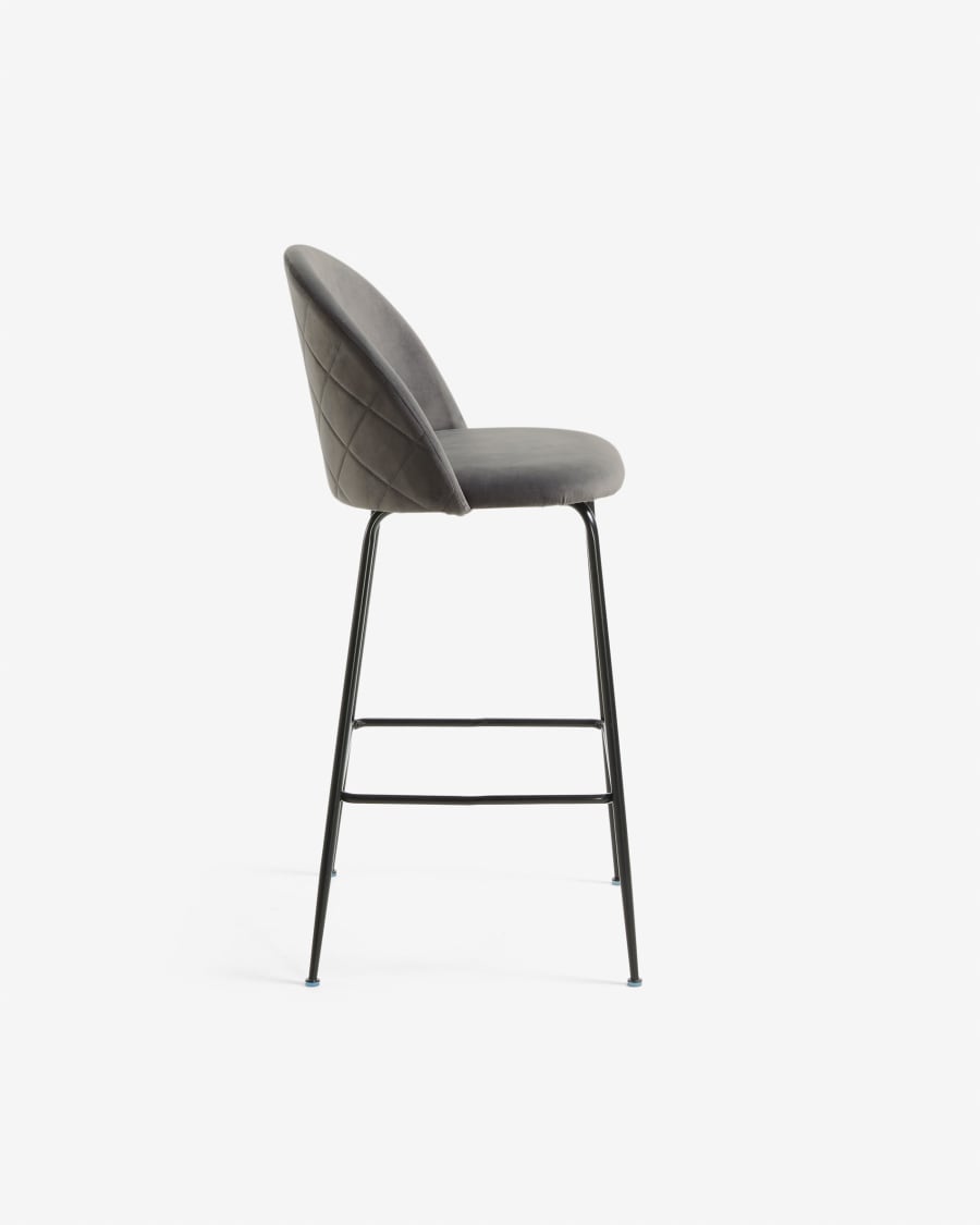 Grey velvet Ivonne stool height 65 cm