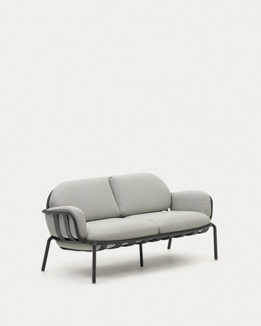Joncols outdoor aluminium 2 seater sofa with powder coated grey finish, 165 cm