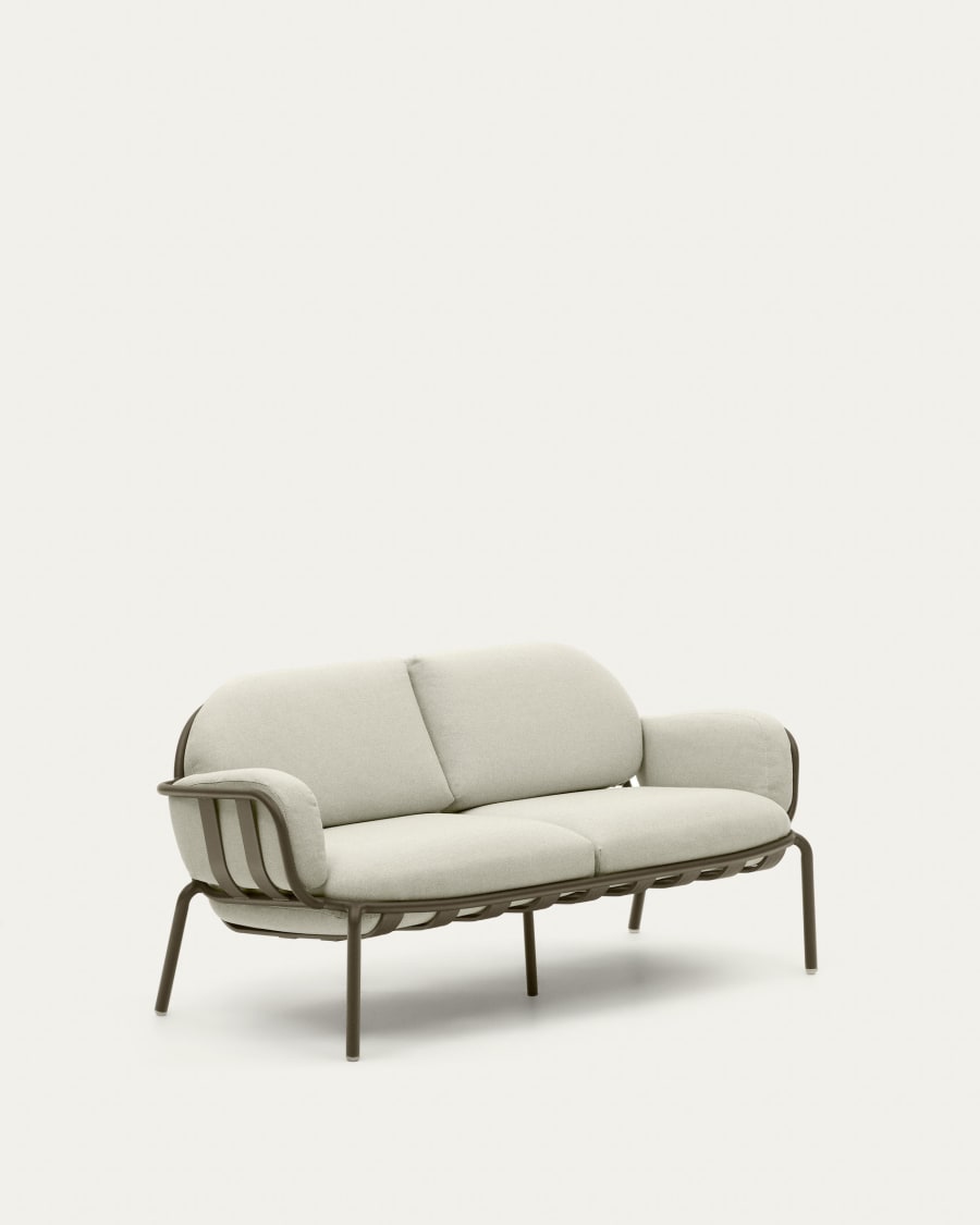 Joncols outdoor aluminium 2 seater sofa with powder coated green finish, 164cm