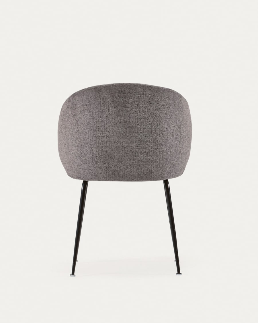 Minna chenille chair in grey with steel legs in a black finish