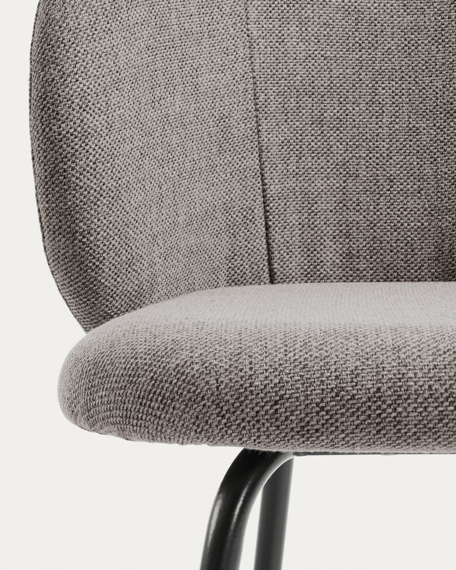 Minna light grey chair with steel legs with black finish