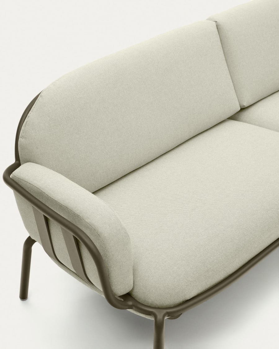 Joncols outdoor aluminium 3 seater sofa with powder coated green finish, 225 cm