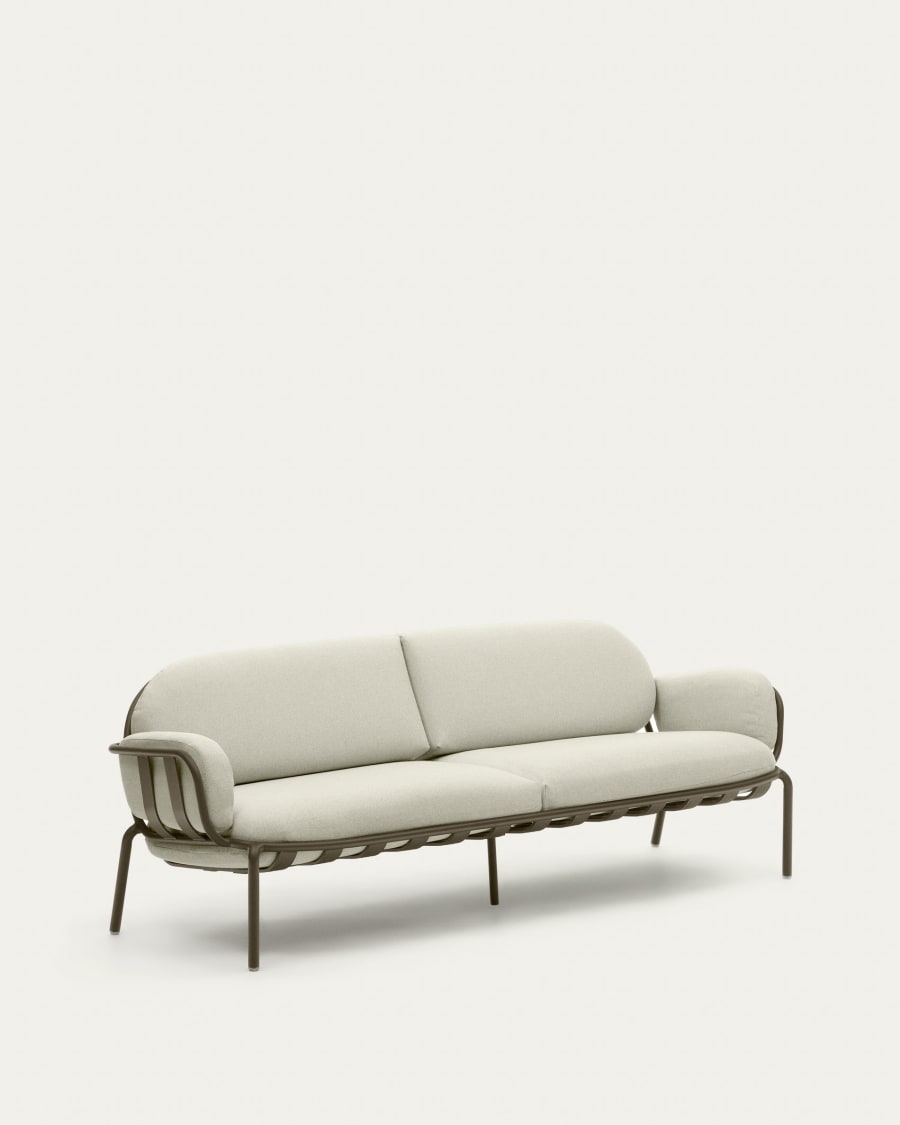 Joncols outdoor aluminium 3 seater sofa with powder coated green finish, 225 cm