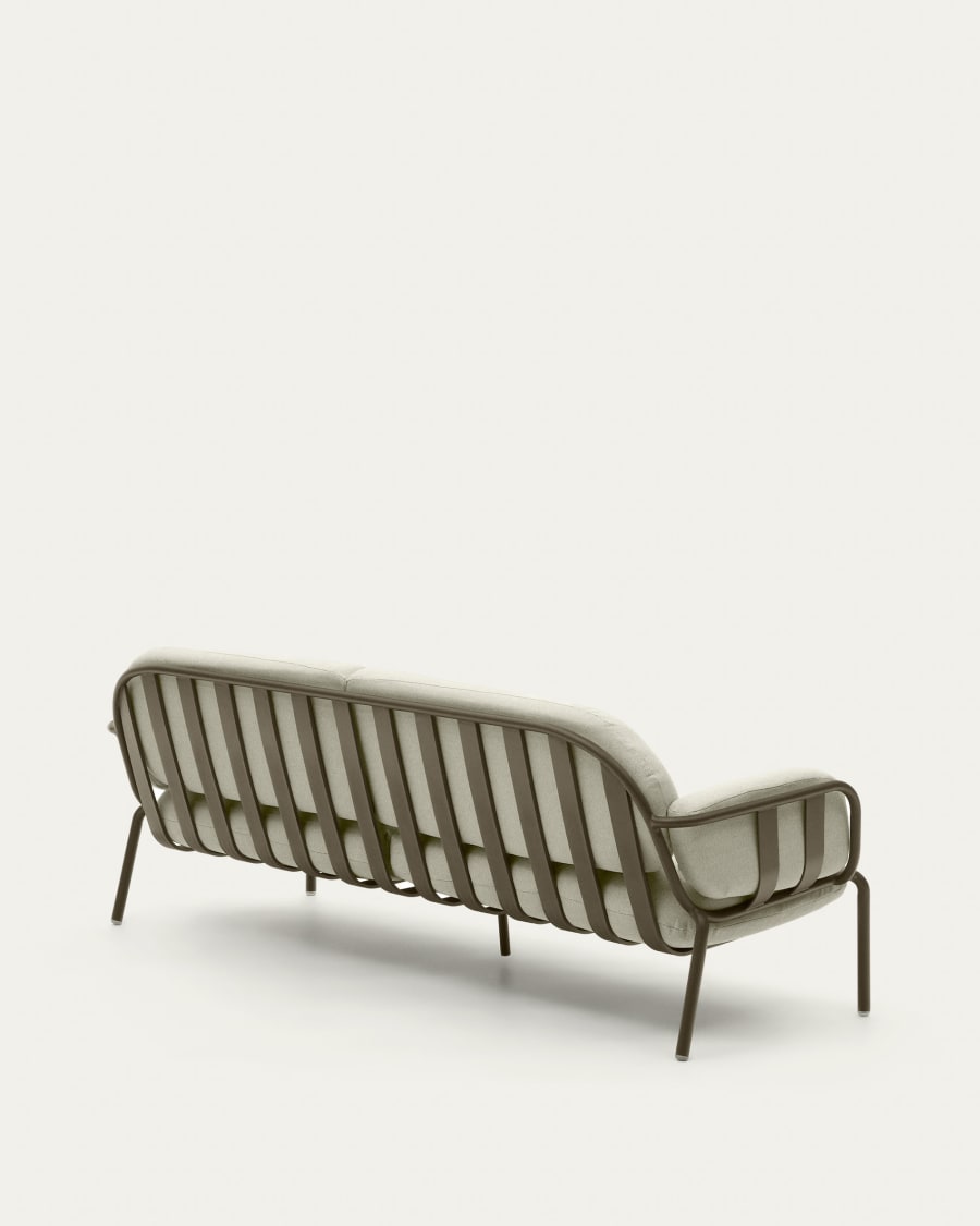 Joncols outdoor aluminium 3 seater sofa with powder coated green finish, 225 cm