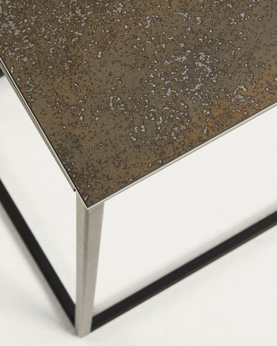 Rewena console table with porcelain top and steel structure, 110 x 75 cm