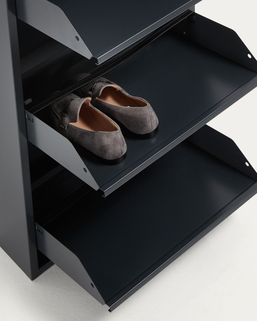 Ode shoe rack with 4 doors in dark grey, 50 x 136 cm