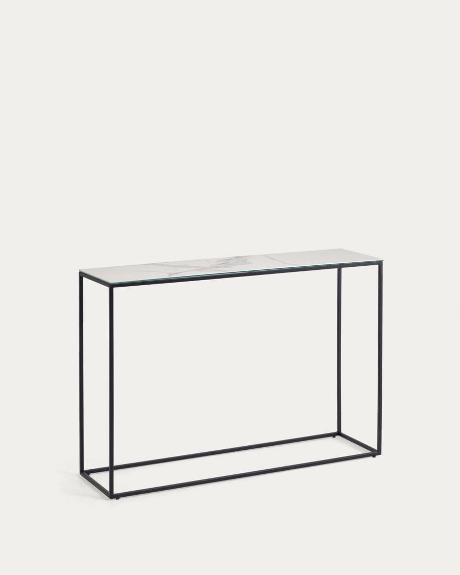 Rewena console table with Kalos Blanco porcelain top and steel structure, 110 x 75 cm