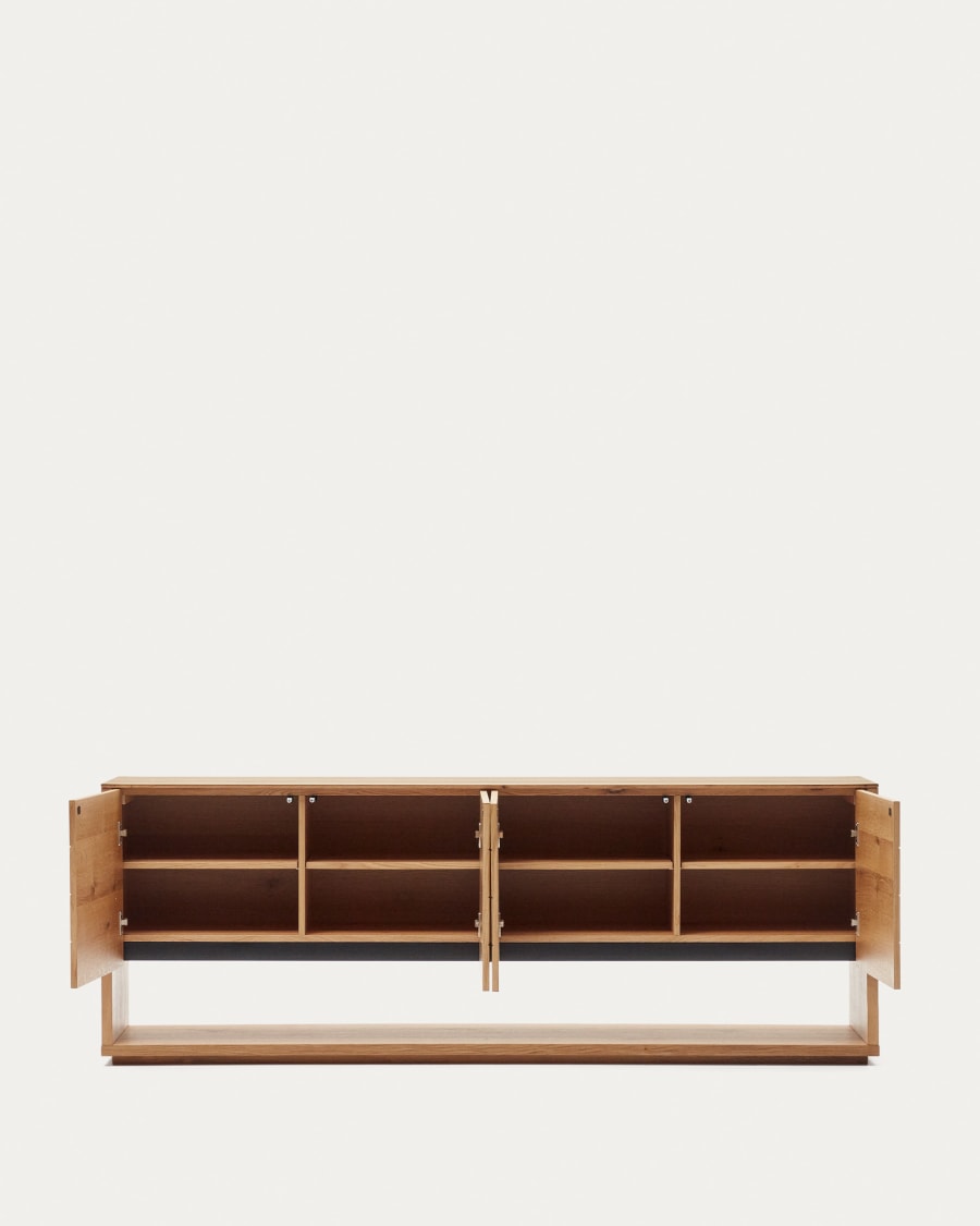Alguema sideboard with 4 doors in oak veneer with natural finish, 200 x 74 cm