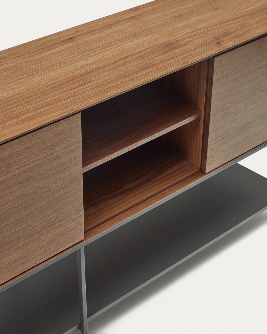 Vedrana 3 door sideboard in walnut veneer with steel legs, 195 x 80 cm