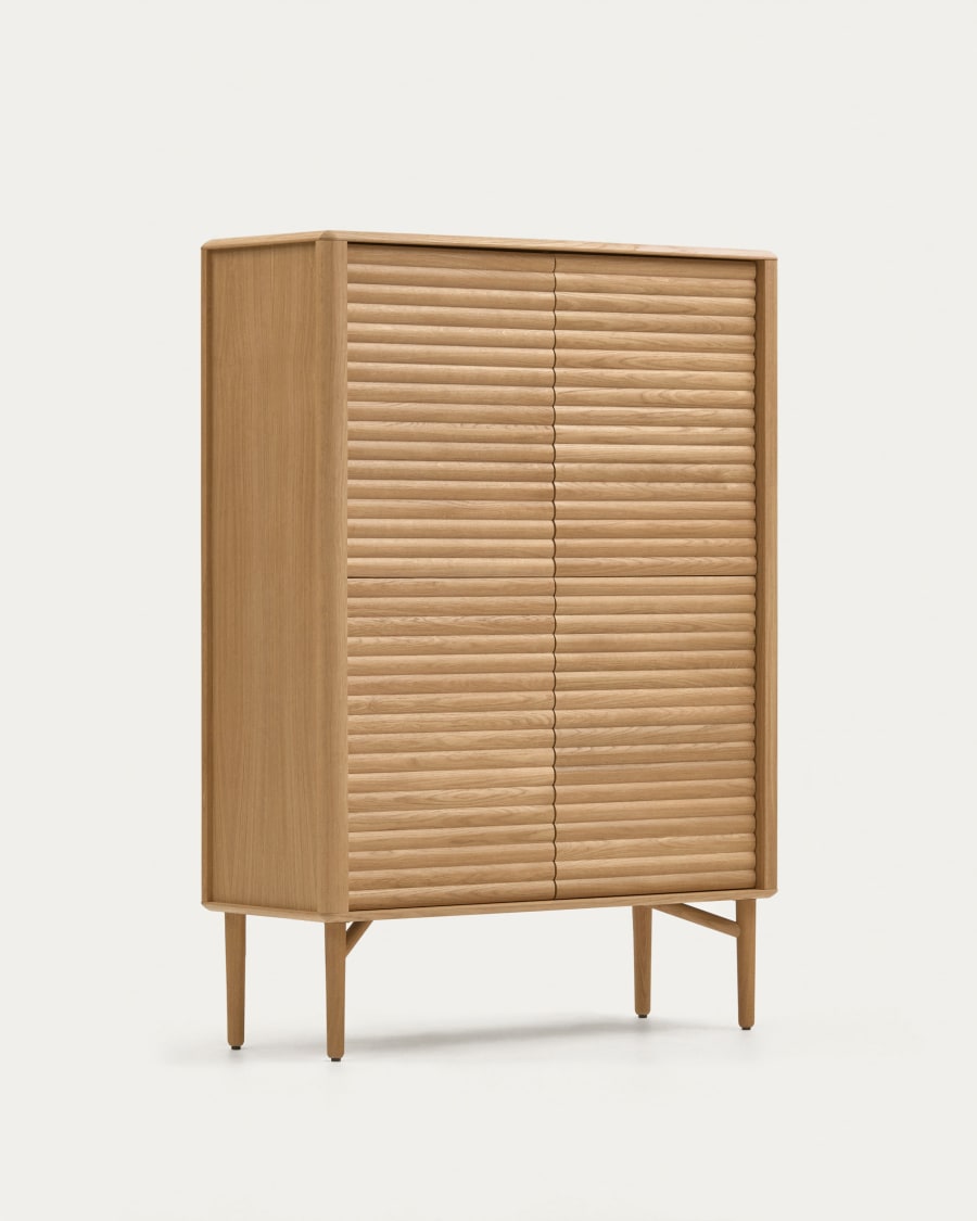 Lenon tall console with 4 oak wood doors and an oak veneer, 104.5 x 144 cm FSC MIX Credit