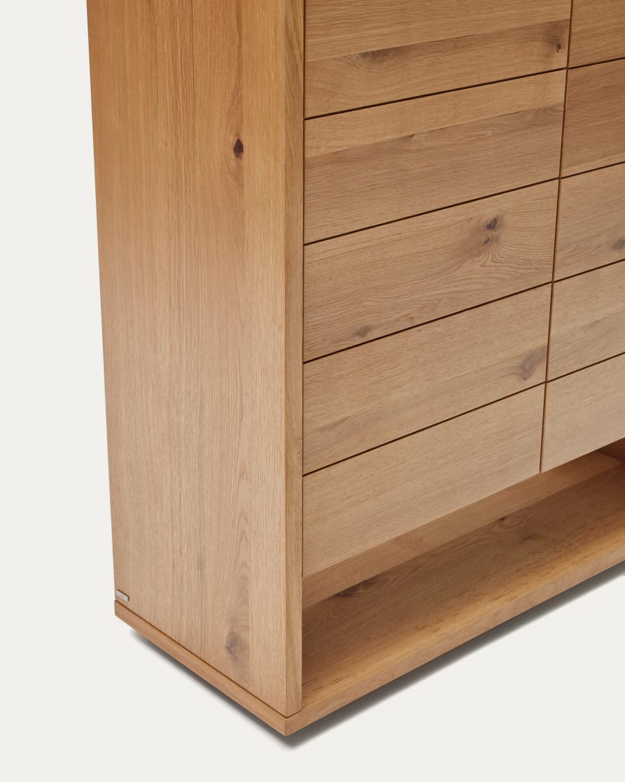 Alguema tall sideboard with 2 doors in oak wood veneer with natural finish, 100 x 163,5 cm