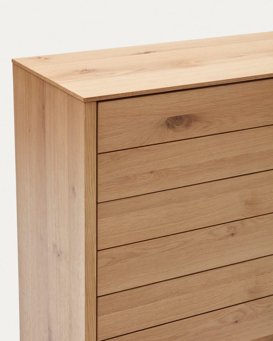 Alguema chest of drawers with 3 drawers in oak wood veneer with natural finish, 100 x 97 cm